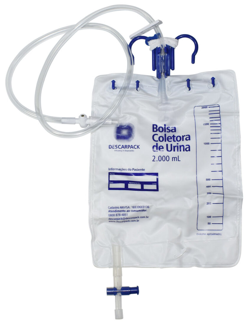 Bolsa coletora de urina sistema fechado descarpack 2000ml