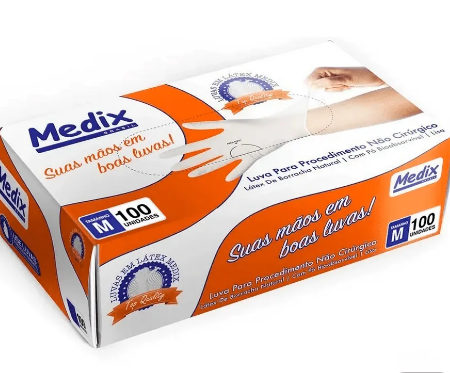Luva látex descartável com pó Medix C/100 uni